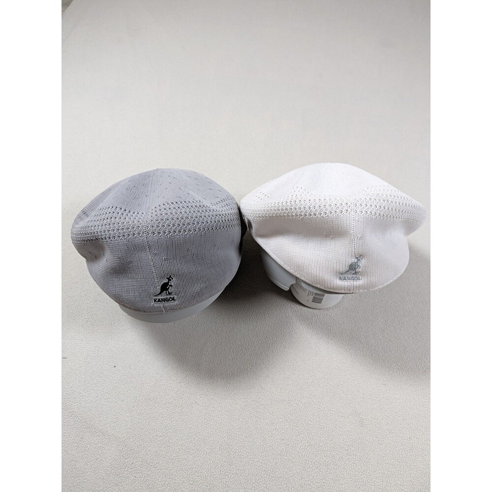 Lot 2 Kangol Hat Cap Tropic 504 Ventair Cap Mens XXL White Gray Knitted Newsboy